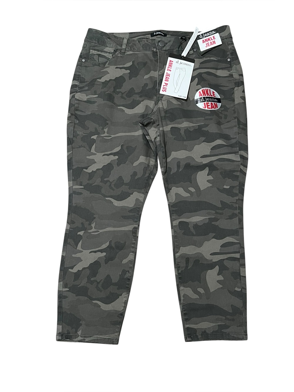 d.jeans Plus Size 18W Camo Green Ankle Stretch Skinny Jeans Stretch